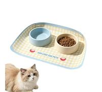 Sous-Gamelle Chien | Sous-Gamelle Imperméable En Similicuir Anti-Renversement | Tapis pour gamelles chien - pour chatons chiots petites moyennes et grandes races intérieur et extérieur maison voyage c