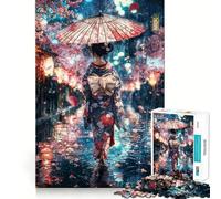 sous la Pluie, Elle s'épanouit Puzzle de 1000 pièces pour Adultes Jeu intellectuel et Relaxant Découpe de qualité Pièce d'art raffinée 38x52cm