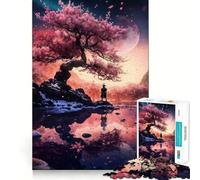 sous l'arbre en Fleurs Puzzle de 1000 pièces Jeu de Concentration cérébrale Découpe Experte Artisanat Fascinant Passe-Temps captivant pour Les Moments de détente (38x52cm)