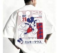 Sous licence officielle Disney | T-shirt décontracté à manches courtes orné des têtes emblématiques de Donald Duck, Minnie Mouse, Goofy, Mickey Mouse et Daisy Duck dans un style rétro T-shirt à manche