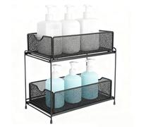 Sous l'organisateur d'évier,Tiroir de rangement à deux couches,Rangement extensible pour armoire et tiroir d'évier - pour l'éponge pots à épices Snack Assiette Tasse de comptoir Armoire Armoire