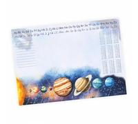Sous-main A3 - Système solaire - Planètes - Avec petit 1 x 1 et alphabet - 50 feuilles - 50 feuilles - Pour enfant - Espace