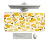 Sous-Main Bureau, 1200 x 600 x 3 mm Grand Tapis de Souris Imperméable, Couleur Orange Protecteur de Bureau avec Caoutchouc Antidérapant et Bords Cousus pour Ordinateur, Travail (Citron) L-x1133