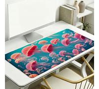 Sous-Main Bureau, 1200 x 600 x 3 mm Grand Tapis de Souris XXL Imperméable, Méduse Protecteur de Bureau avec Caoutchouc Antidérapant et Bords Cousus pour Ordinateur, Travail, Gaming (Rose) L-x7286