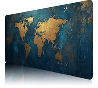 Sous-Main Bureau, 800 x 400 x 3 mm Grand Tapis de Souris Imperméable, Rétro Protecteur de Bureau avec Caoutchouc Antidérapant et Bords Cousus pour Ordinateur, Travail, Gaming (Carte Du Monde) L-x2713