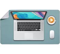 Sous-Main Bureau, Tapis De Bureau, Tapis De Clavier Et Souris, Tapis De Portable, Pad Écriture, Mouse Pad, Pour Bureau/Maison/Gaming, Double Face En Cuir Pu 60 X 35Cm (Vert Grisâtre/Gris)