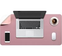 Sous-Main Bureau, Tapis De Bureau, Tapis De Clavier Et Souris, Tapis De Portable, Pad Écriture, Mouse Pad Xl, Pour Bureau/Maison/Gaming, Double Face En Cuir Pu 70 X 35Cm (Rose Foncé/Rose)