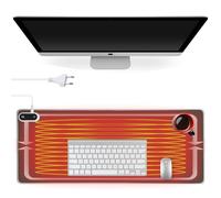 Sous-main chauffant : WIYETY 80 x 33 cm Tapis de souris chauffant, sous-main chauffant imperméable 5 niveaux de chauffage, arrêt automatique 4 heures, sous-main marron chauffé