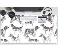 Sous-main de Bureau 100x50 cm pour L’espace de Travail Antidérapante Protection des Surfaces Vinyle PVC Idéal à la Maison Imperméable Facile à Nettoyer Bords Arrondis - Motif chiens