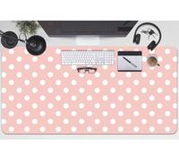 Sous-main de Bureau 100x50 cm Protection des Surfaces pour L’espace de Travail Idéal à la Maison Imperméable Facile à Nettoyer Antidérapante Bords Arrondis Vinyle PVC - Points blancs