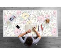 Sous-main de Bureau 120x60 cm Protection des Surfaces pour L’espace de Travail Idéal à la Maison Imperméable Facile à Nettoyer Antidérapante Bords Arrondis Vinyle PVC - fleurs colorées