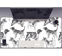 Sous-main de Bureau 45x90 cm pour L’espace de Travail Antidérapante Protection des Surfaces Vinyle PVC Idéal à la Maison Imperméable Facile à Nettoyer Bords Arrondis - Motif chiens