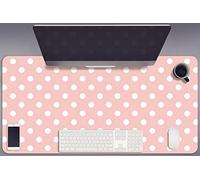 Sous-main de Bureau 45x90 cm Protection des Surfaces pour L’espace de Travail Idéal à la Maison Imperméable Facile à Nettoyer Antidérapante Bords Arrondis Vinyle PVC - Points blancs