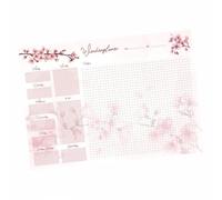 Sous-main de bureau A3 fleurs de cerisier avec planificateur hebdomadaire liste de tâches papier 50 feuilles bloc-notes rose à détacher support de bureau