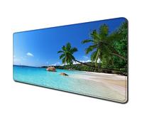 Sous-main de bureau avec base antidérapante et bords cousus, motif personnalisé pour ordinateur portable, bureau et maison, 80 x 40 cm, arbre de plage