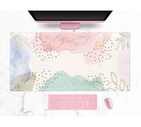 Sous-main de bureau avec motif bohème pastel,tapis de clavier et souris sans fil XXL pour bureau et maison,couverture complète,mignon,style abstrait,80 x 40 cm