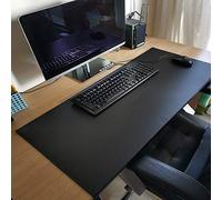Sous-main de bureau avec protection des bords en cuir de luxe souple 90 x 48 cm noir avec bord verrouillable tapis de souris pour clavier d'ordinateur, PC et ordinateur portable