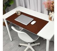 Sous-main de bureau avec protection des bords, en cuir synthétique, imperméable, anti-rayures, grand tapis de souris lisse, antidérapant pour clavier de jeu (50 x 100 cm, café)