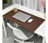Sous-main de bureau avec protection des bords, grand tapis de souris en cuir synthétique, antidérapant, pour la maison, le bureau, les jeux d'écriture, le travail, les études (marron, 60 x 40 cm)