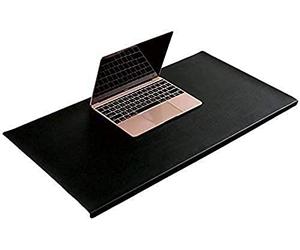 Sous-main de bureau avec rebord de fixation en cuir synthétique - Tapis de souris étanche - Grand tapis d'ordinateur portable - Noir - 40 x 80 cm