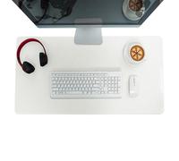 Sous-main de bureau en cuir, grand tapis de souris antidérapant et imperméable, pour ordinateur portable/bureau/maison, protection de table de bureau tapis d'écriture (140 x 60 cm, blanc)