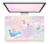 Sous-main de Bureau en Cuir, Sous-main pour Fille avec thème licorne, tapis de souris, bureau rose grand, sous-main pour enfants, essuyable, en PU, antidérapant pour le bureau à domicile, 60x40cm