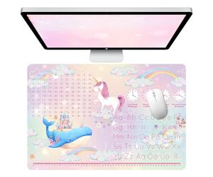 Sous-main de Bureau en Cuir, Sous-main pour Fille avec thème licorne, tapis de souris, bureau rose grand, sous-main pour enfants, essuyable, en PU, antidérapant pour le bureau à domicile, 60x40cm