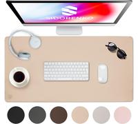 - Sous-Main De Bureau En Cuir Synthétique - 80 X 40 Cm - Beige - Avec Bords Cousus - Tapis De Bureau Résistant À La Rouille - Grand Sous-Main - Tapis De Souris Xxl