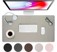 Sous-main de bureau en cuir synthétique-80 x 40 cm-Gris clair-Avec bords cousus-Tapis de bureau résistant à la rouille-Grand sous-main-Tapis de souris XXL