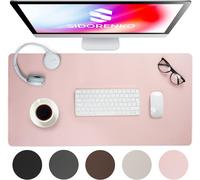 Sous-main de bureau en cuir synthétique - 80 x 40 cm - Rose - Avec bords cousus - Tapis de bureau résistant à la rouille - Grand sous-main - Tapis de souris XXL