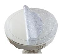 Sous-main de bureau en PVC imperméable, lavable, protecteur en plastique transparent givré pour dessus de table rond (138 x 138 cm)
