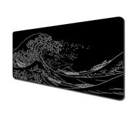 Sous-Main de Bureau et Tapis de Souris - Base Antidérapante, Bords Cousus, Motif Personnalisé pour Ordinateur Portable et Maison - 80 x 40 cm, Vague de Mer Noire