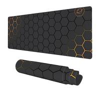 Sous-main de bureau étendu pour ordinateur, clavier et souris, grand tapis de souris avec base antidérapante et bords cousus, pour bureau et maison, 80 x 30 cm, technologie alvéolaire noir et doré