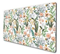 Sous-main de bureau, grand tapis de souris et de jeu, tapis de protection pour clavier, XXL, 80 x 40 cm, tapis de souris base en caoutchouc antidérapant et bords solidement cousus, joli motif floral