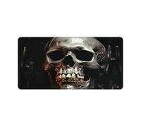 Sous-main de bureau imperméable 61 x 30,5 cm avec base en caoutchouc antidérapant, surface lisse pour jeux de bureau, pliable, portable, motif tête de mort effrayante, protection de bureau pour