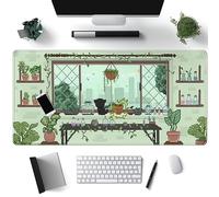 Sous-main de bureau motif chat noir mignon kawaii, grand tapis de souris de jeu style pixel, tapis de souris XXL (80 x 40 cm), tapis de souris pour ordinateur, ordinateur portable, clavier pour fille