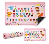 Sous-main de bureau pour enfant - Avec motif ABC et numérique - Antidérapant et lavable - Tapis de table pour garçons et filles - 60 x 35 cm - Rose - 1