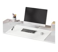 Sous-main de bureau, tapis de souris en cuir synthétique, pour ordinateur portable et d'écriture, antidérapant, imperméable, pour bureau, maison, décoration, 110 x 50 cm, blanc