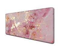 Sous-main de bureau, tapis de souris, sous-main de bureau avec base antidérapante et bords cousus, motif personnalisé pour ordinateur portable, bureau et maison, 80 x 39 cm, marbre or rose