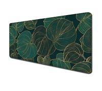 Sous-main de bureau, tapis de souris, sous-main de bureau avec base antidérapante et bords cousus, motif personnalisé pour ordinateur portable, bureau et maison, 80 x 40 cm, feuilles dorées