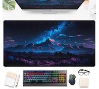 Sous-main d'ordinateur XXL, grand tapis de souris, tapis de bureau pour ordinateur portable, motif western mignon la nuit, femme, décoration de bureau, idéal pour les joueurs, 80 x 40 cm