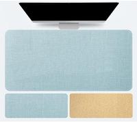 Sous-main double face en liège et cuir, Tapis de souris multifonction imperméable, Sous-main pour écrire, jouer ou poser sur une table(Blue,70x30cm)