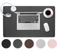 Sous-Main En Cuir Pu 60x35cm-Gris-Sous-Main Avec Bords Cousus-Grand Sous-Main-Tapis De Souris Xxl-Tapis De Bureau