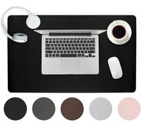 Sous-Main En Cuir Pu 60X35Cm - Noir - Sous-Main Avec Bords Cousus - Grand Sous-Main - Tapis De Souris Xxl - Tapis De Bureau