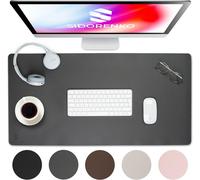 Sous-Main En Cuir Pu 80X40Cm - Gris - Sous-Main Avec Bords Cousus - Grand Sous-Main - Tapis De Souris Xxl - Tapis De Bureau