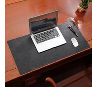 Sous-main en cuir véritable, Grand tapis de souris pour gaming, Sous-main antidérapant pour ordinateur portable, Avec coutures(Black,100x40cm)