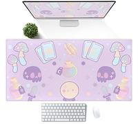Sous-main Kawaii violet, tapis de souris mignon avec éléments sorciers, tapis de bureau gothique mystique, tapis de bureau XXL pour ordinateur portable, décoration de bureau pour joueuse, 80 x 40 cm