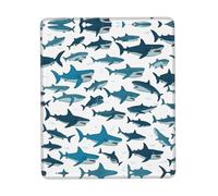 Sous-main lavable motif requin avec différents gestes pour bureau, jeux, écriture, base en caoutchouc, surface en polyester