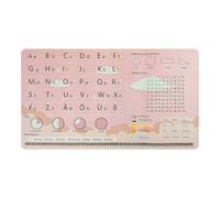 Sous-main pour enfants - 70 x 40 cm - Rose - Motif nuage ABC - Double face - En cuir synthétique - Tapis de souris imperméable et lavable - Pour filles, école, maison, bureau