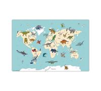 Sous-main pour enfants - lavable - carte du monde des dinosaures - en vinyle de première qualité - 60 x 40 cm - Fabriqué en Allemagne - Garçons & Filles